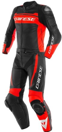 Kožená kombinéza DAINESE Mistel 2-dielna čierno červená fluo