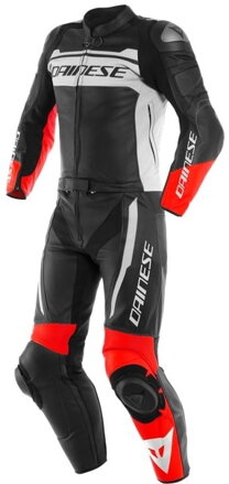 Kožená kombinéza DAINESE Mistel 2-dielna čierno bielo lávovo červená