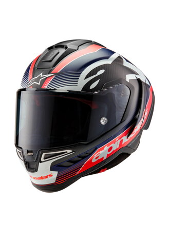 Prilba ALPINESTARS Supertech R10 karbónovo červeno fluo modro biela matná Prilba ALPINESTARS Supertech R10 karbónovo červeno fluo modro biela matná