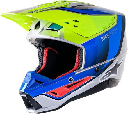 Prilba ALPINESTARS S-M5 Sail čierno modro sivo žltá fluo lesklá 