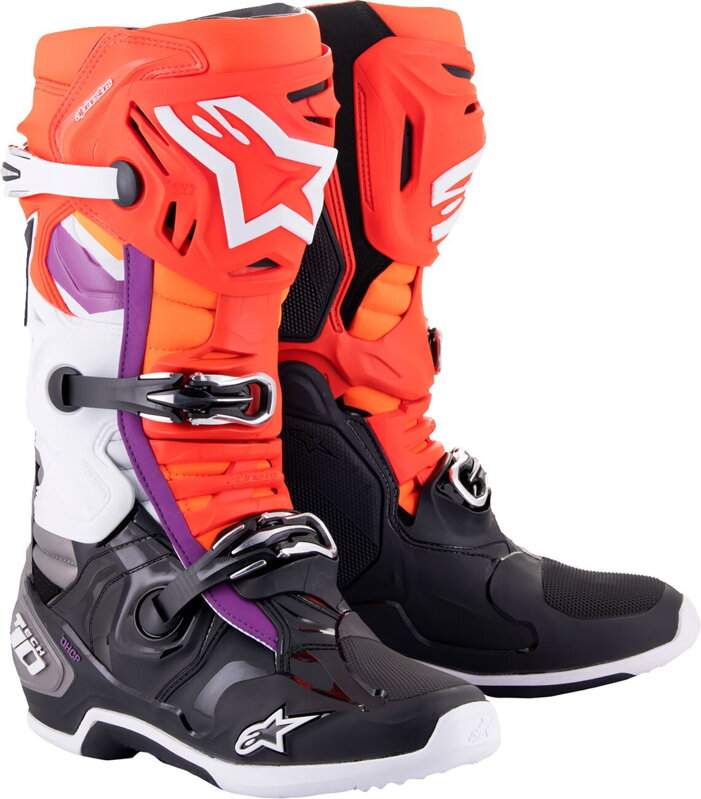 Čižmy ALPINESTARS Tech 10 čierno červeno oranžovo biele