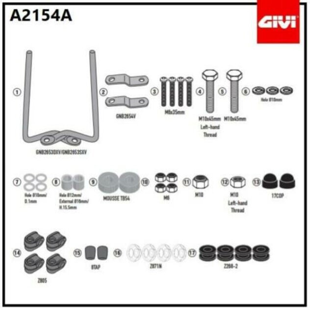Montážna sada na plexi GIVI 2154A pre YAMAHA D’ELIGHT 125 (21-23) A2154A Montážna sada na plexi GIVI 2154A pre YAMAHA D’ELIGHT 125 (21-23) A2154A